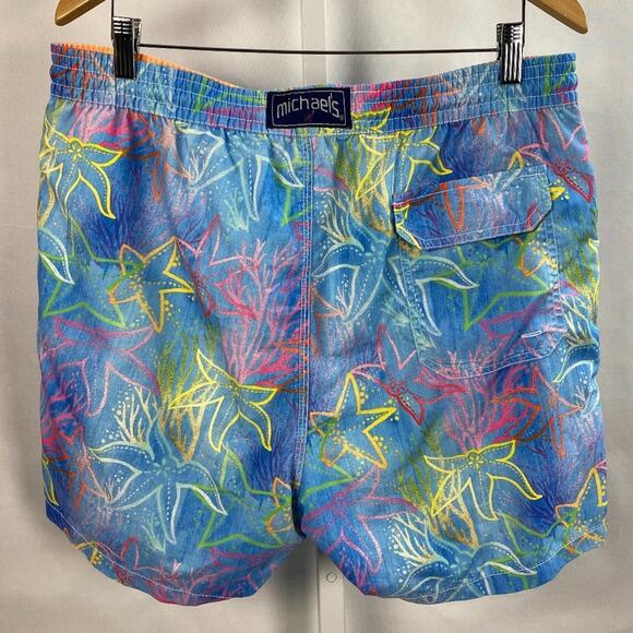 Michaels Neon Starfish Men’s Swim Trunks XL - Picture 5 of 6